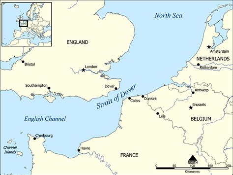 english channel width narrowest point.